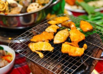 vú heo nướng chao