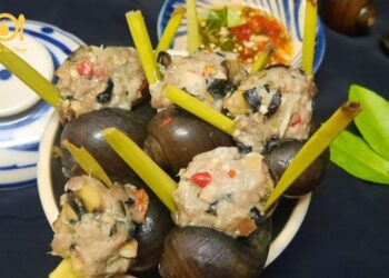 ốc nhồi nướng mỡ hành