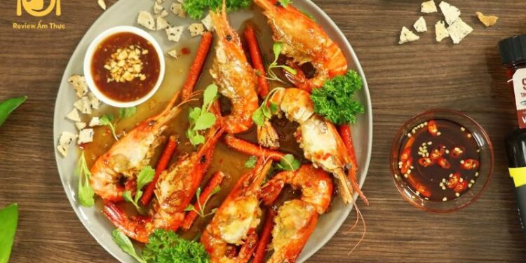 tôm nướng bơ tỏi nồi chiên không dầu