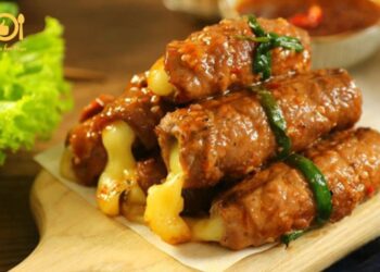 bò nướng phô mai bằng nồi chiên không dầu