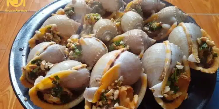 ốc tỏi nướng mỡ hành