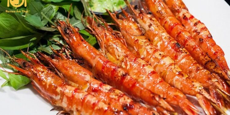 tôm nướng mọi bằng nồi chiên không dầu