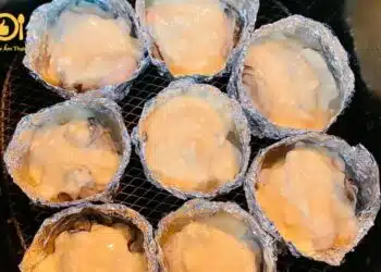 hàu nướng giấy bạc bằng bếp ga