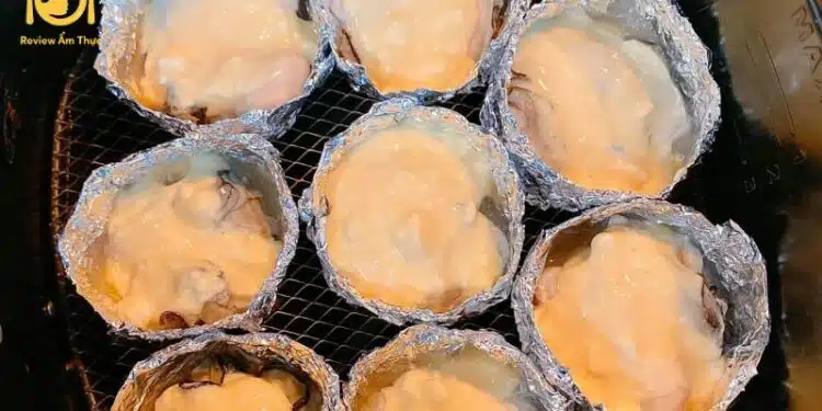 hàu nướng giấy bạc bằng bếp ga