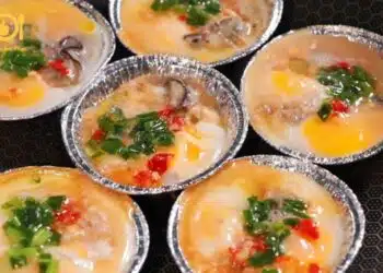 hàu nướng giấy bạc bằng chảo