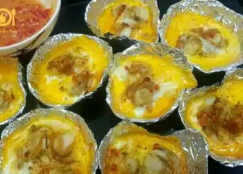 hàu nướng giấy bạc bằng nồi chiên không dầu