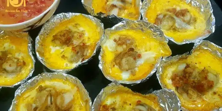 hàu nướng giấy bạc bằng nồi chiên không dầu