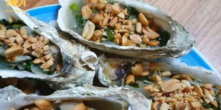 hàu nướng mỡ hành bằng lò vi sóng