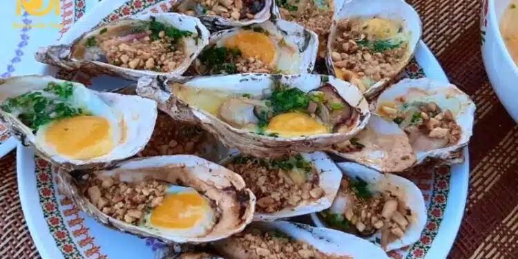 hàu nướng trứng cút