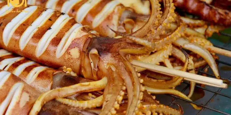 mực xiên que nướng