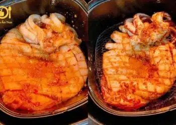 nướng mực 1 nắng bằng nồi chiên không dầu