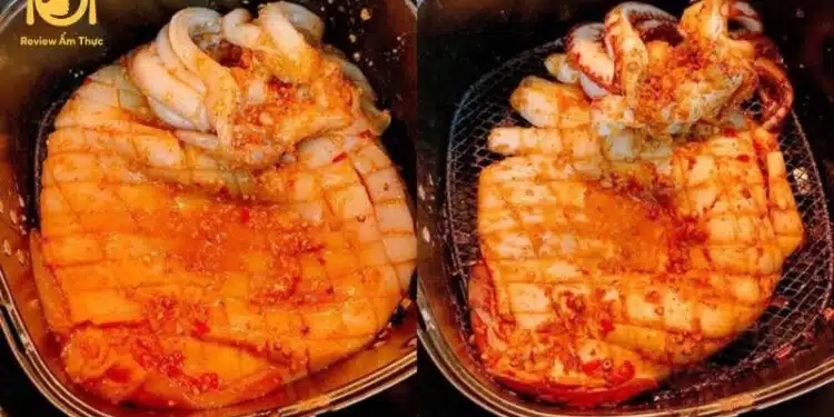 nướng mực 1 nắng bằng nồi chiên không dầu