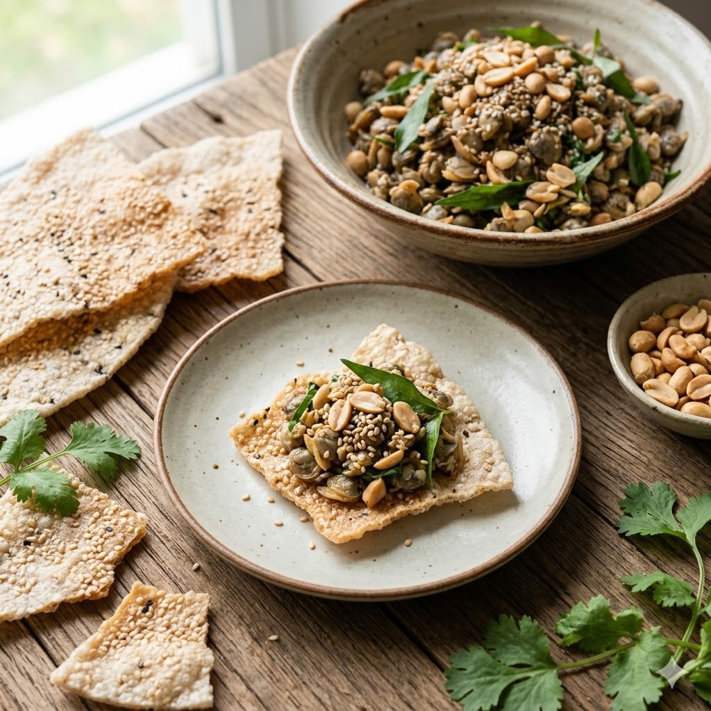 Hến Xúc Bánh Đa: Món Ngon Dân Dã Đậm Đà Hương Vị Quê Hương 11 Những miếng bánh đa giòn tan, vàng óng dùng để xúc hến