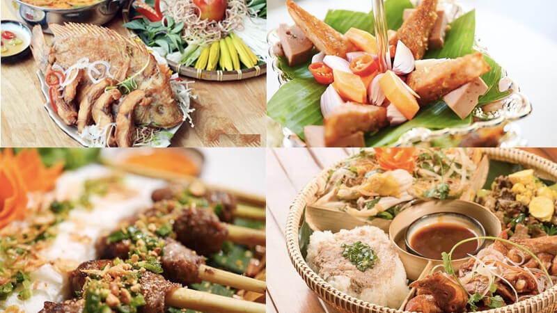 Mặt tiền Ân Nam Quán với bảng hiệu nổi bật, chuyên đặc sản miền Trung