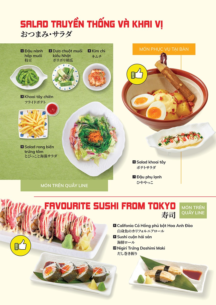 Khám Phá Menu Buffet Tokyo Yatai: Ưu Đãi Hấp Dẫn và Trải Nghiệm Ẩm Thực Nhật Bản Đích Thực 7 Đĩa sushi đa dạng với các loại cuộn và Nigiri tươi ngon tại Tokyo Yatai Yokocho