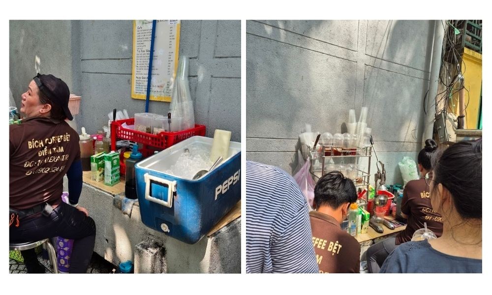 Khám Phá Nét Độc Đáo Của Văn Hóa Cà Phê Bệt Quận 1 Sài Gòn 26 Khách hàng ngồi bệt thư giãn trên nền gạch, tạo nên không gian giản dị, thân thuộc tại Bích cafe bệt.