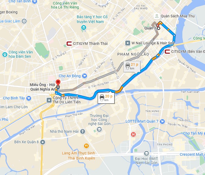 Khám Phá Hội Quán Nghĩa An: Viên Ngọc Kiến Trúc Người Hoa Giữa Lòng Sài Gòn 7 Bản đồ hướng dẫn đường đi tới Hội quán Nghĩa An ở Sài Gòn