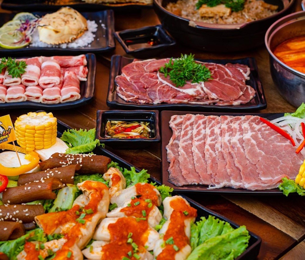 Không gian quán nướng Bò-Bê-Đồ với menu đa dạng