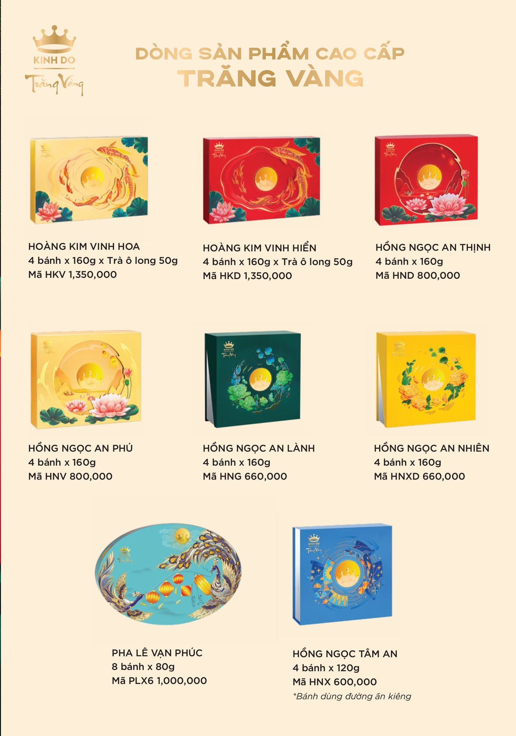 Bảng Giá Bánh Trung Thu Kinh Đô 2025 Mới Nhất & Chính Sách Chiết Khấu Hấp Dẫn 12 Hộp bánh Trung Thu Trăng Vàng với thiết kế hiện đại