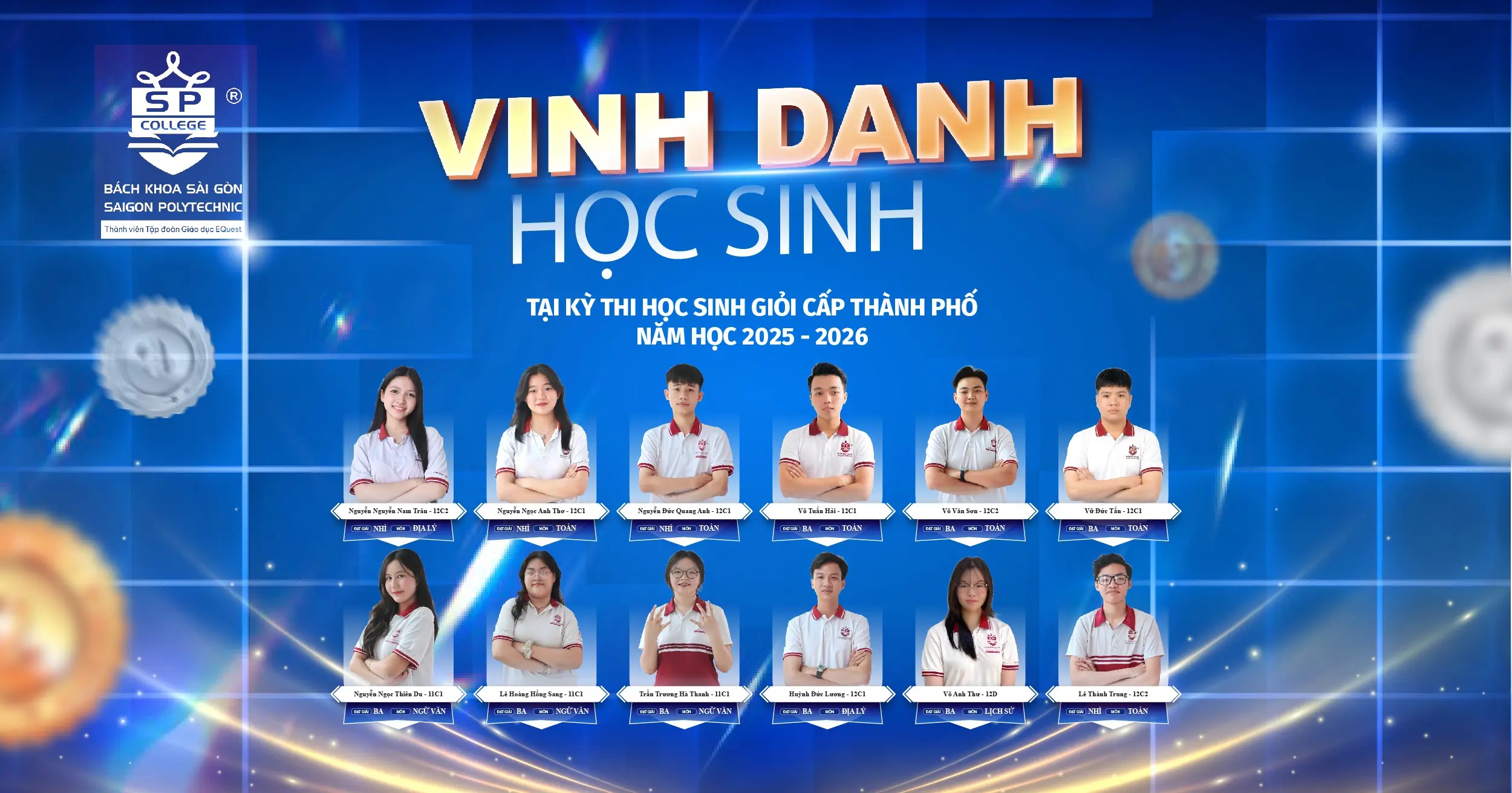 Trung cấp Bách Khoa Sài Gòn: Khởi Đầu Vững Chắc Cho Tương Lai Nghề Nghiệp 5 Hình ảnh vinh danh 13 học sinh đã đạt giải thưởng xuất sắc trong kỳ thi học sinh giỏi cấp thành phố năm 2026