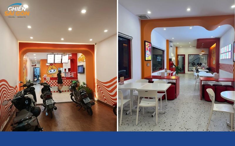 Không gian hiện đại và ấm cúng tại một chi nhánh Cơm gà Tacayo