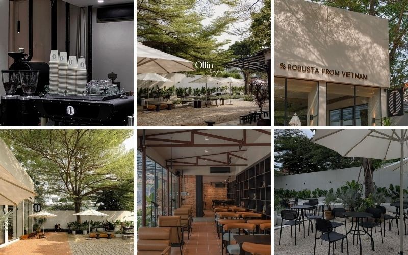 Lưu Ngay TOP 50+ Quán Cà Phê Sống Ảo Sài Gòn Không Góc Chết! 11 Khoảng sân ngoài trời của Ollin Cafe với phong cách Hàn Quốc và cây xanh
