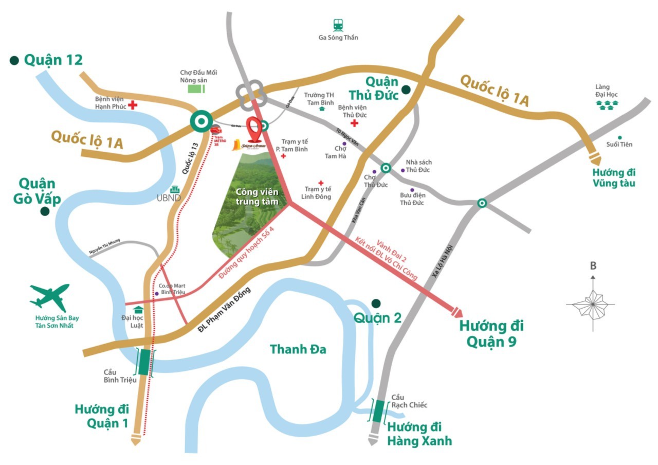 Saigon Avenue: Nơi An Cư Lý Tưởng Với Tiện Ích Đẳng Cấp và Pháp Lý Vững Chắc Tại Thủ Đức 8 Bản đồ vị trí dự án Saigon Avenue và các tuyến đường kết nối