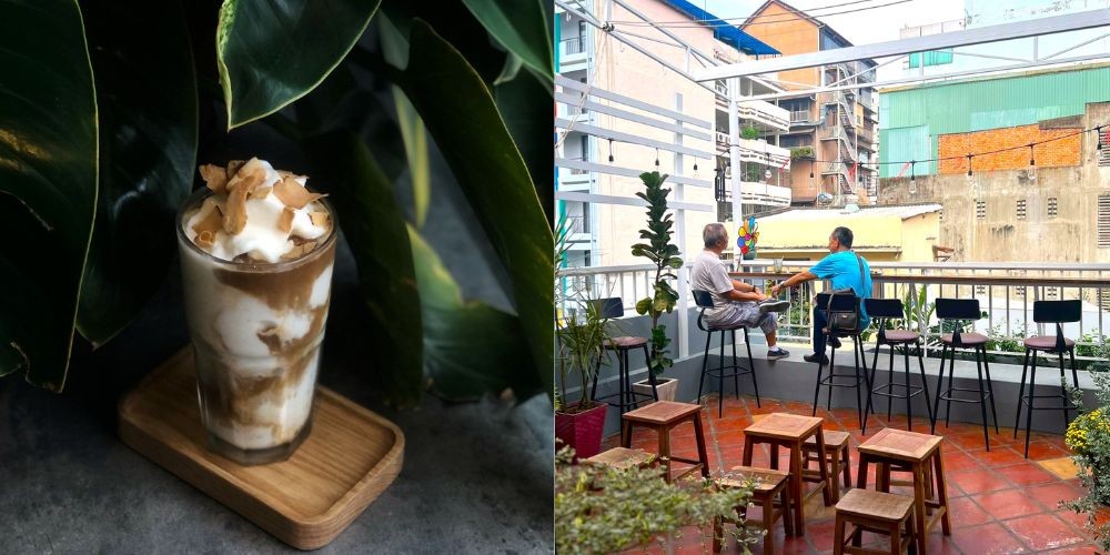 Không gian See'm Coffee & Rooftop với ánh đèn lồng ấm cúng