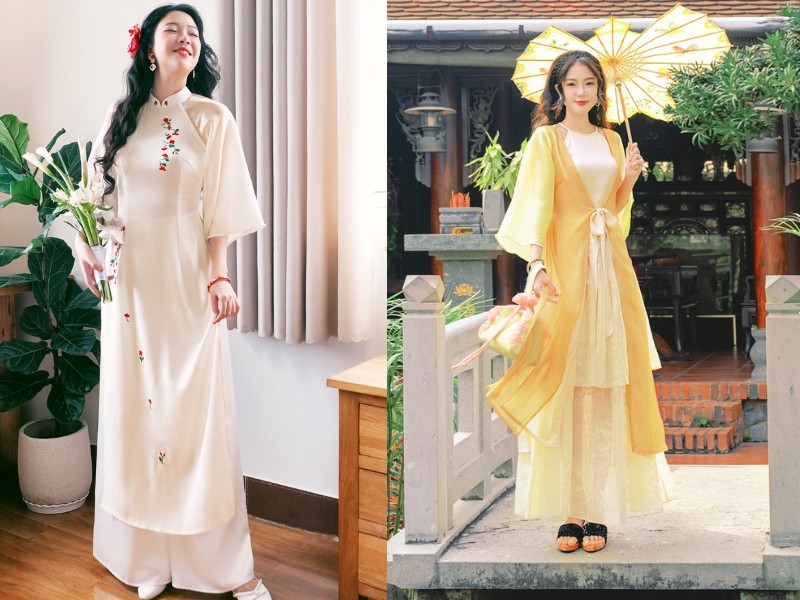 Top 10+ Shop Bán Áo Dài Đẹp Ở TPHCM: Từ Truyền Thống Đến Cách Tân Độc Đáo 15 Mẫu áo dài của Sumire Store với kiểu dáng đơn giản, màu sắc nhẹ nhàng