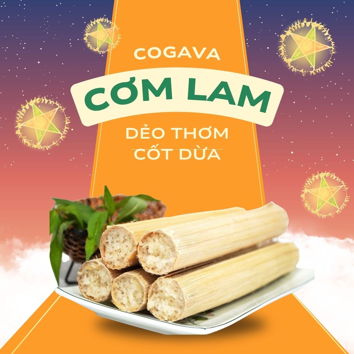 Cơm lam ống tre dẻo thơm với vị cốt dừa béo ngậy, hấp dẫn thực khách