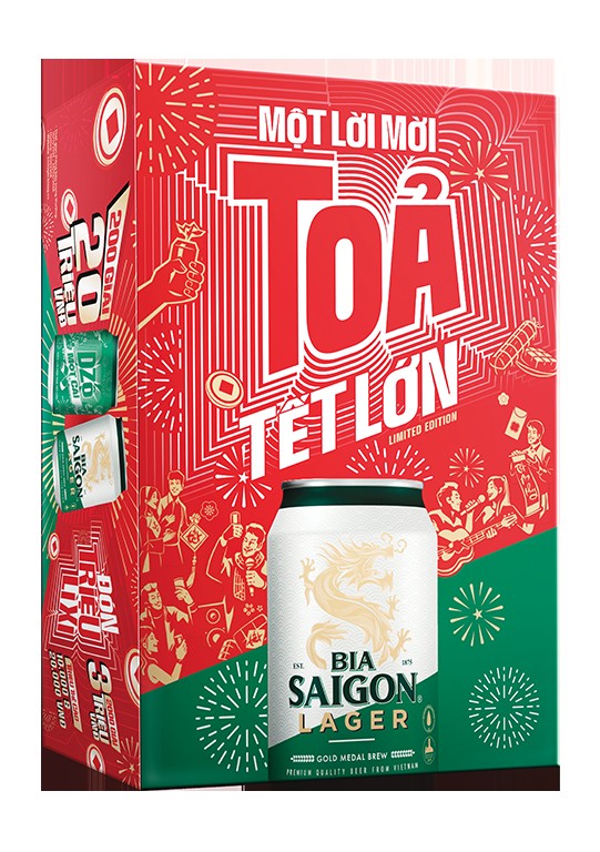 Thùng Bia Saigon Lager 24 lon, sản phẩm áp dụng trong chương trình khuyến mãi