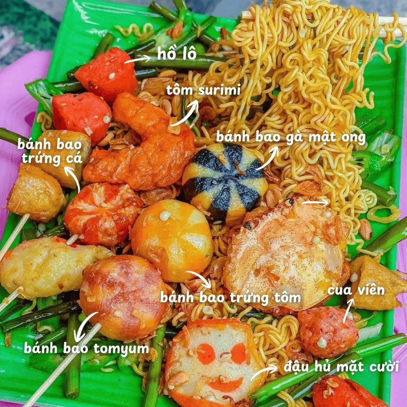 Hình ảnh tổng hợp các loại topping mì trộn